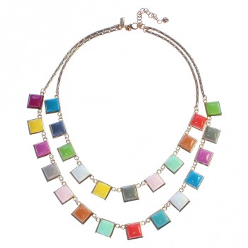 Tutti Fruitti Candy Color Double Row Statement Necklace